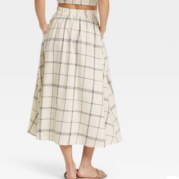 A New Day Windowpane SET with Top & Smocked Waist Mid-Rise A-Line Skirt - Picture 3 of 7